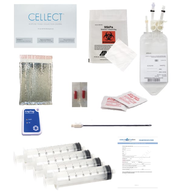 Cellect® Kit produced by American Cryostem, an adipose tissue harvest, collection, transportation product for stem cells